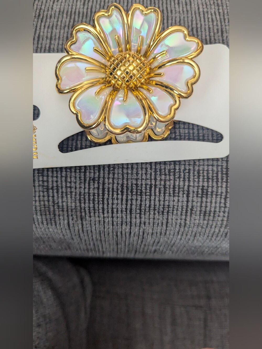 Iridescent Gold Floral Hair Clip